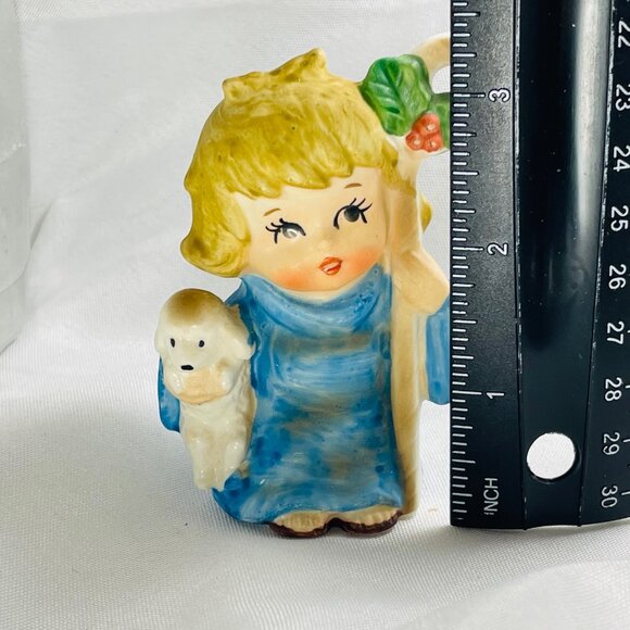 Lefton Shepherd Boy Girl Sheep Staff Figurine Christmas Holy Vintage Hand Paint - Picture 8 of 11
